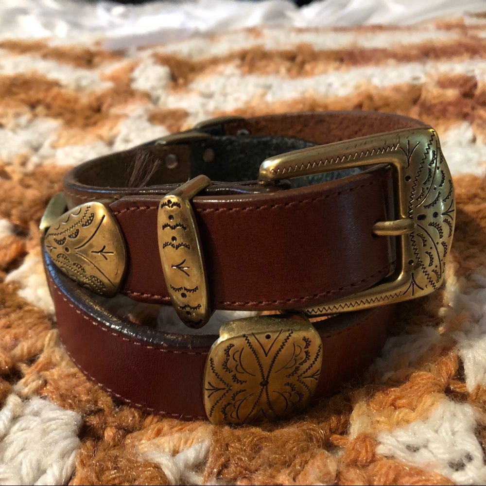 Brighton Multi Colored Leather Gold Hardware Belt